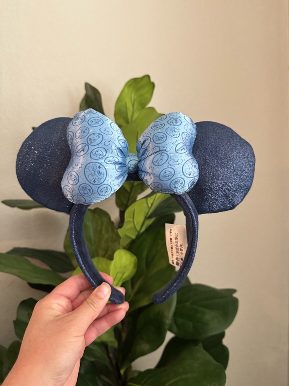 Disney Navy Blue Minnie Ears Headband with Light Blue Bow